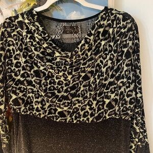 Vintage Metallic animal longline tunic mini dress holiday evening top